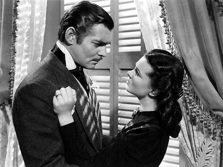 movie gone with the wind black and white clark gable couple hd wallpaper preview