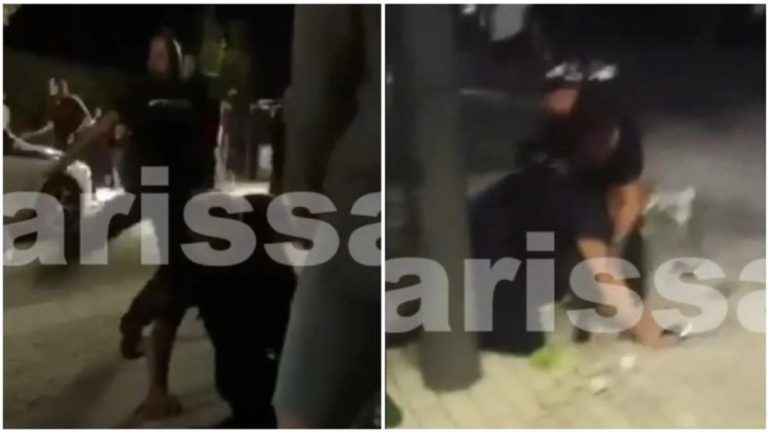 Άγριος ξυλοδαρμός αστυνομικών από νεαρούς στην Λάρισα: Τους έριξαν κάτω με κλωτσιές και μπουνιές (video)