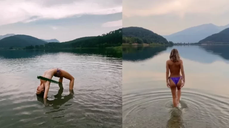 Κλέλια Ανδριολάτου: Κολυμπά σχεδόν γυμνή στη Λίμνη Δόξα